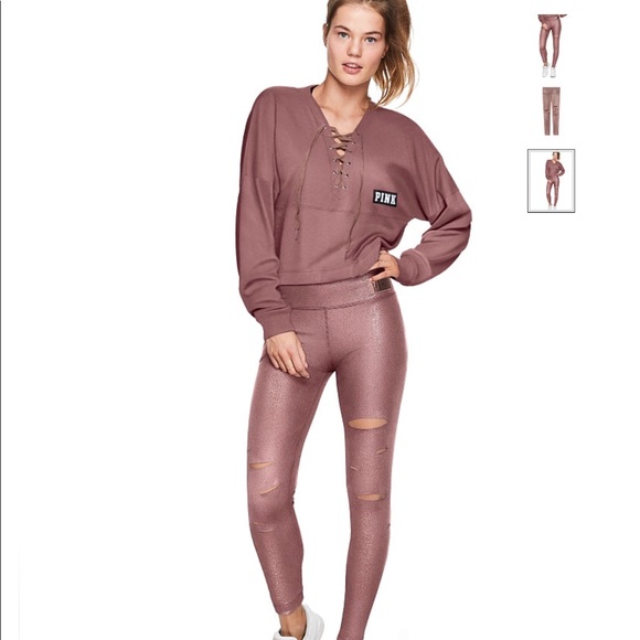 ❤️PINK Ultimate Foil Slashed Leggings ❤️ - Picture 3 of 5